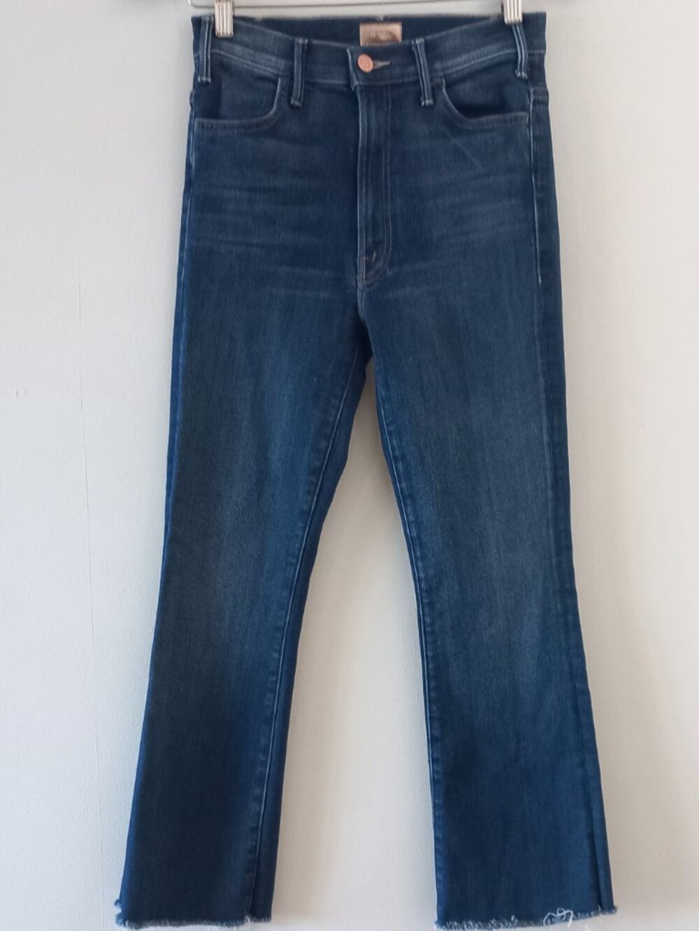 MOTHER The Hustler Ankle Fray jeans in dark denim